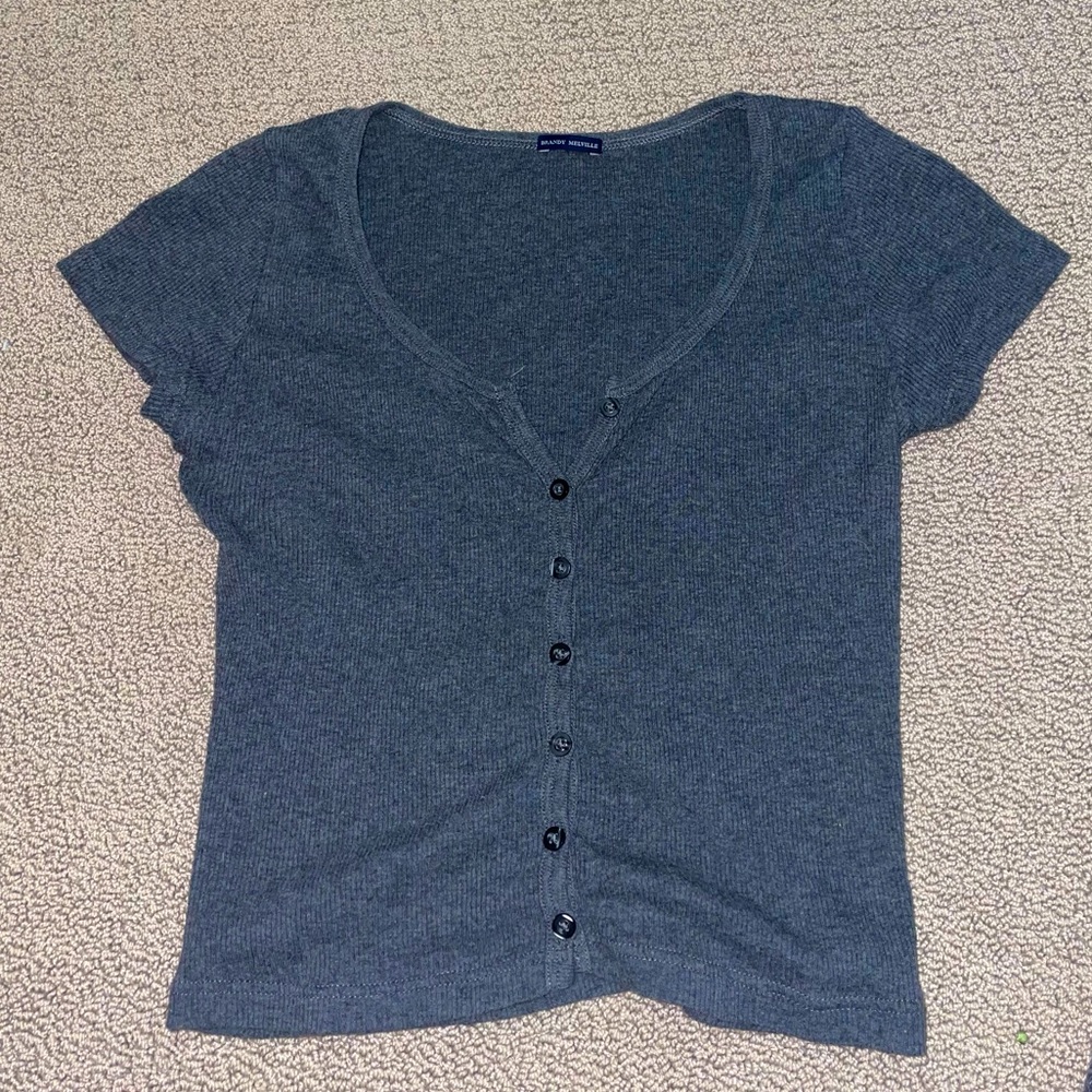 Brandy Melville Dark Grey Button Up Top
